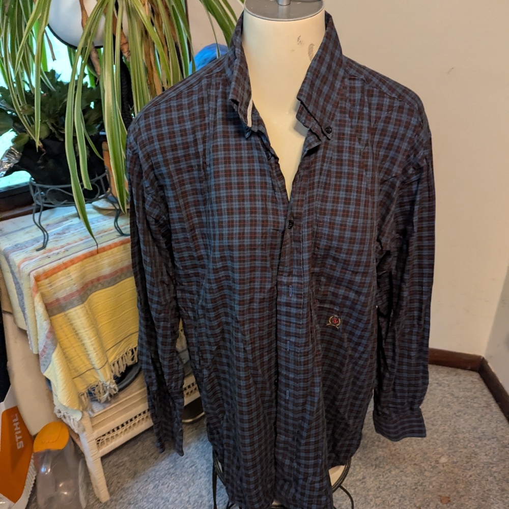 Men's Tommy Hilfiger Classic Navy Ctn Plaid LS Btn Down Sz M-Lg